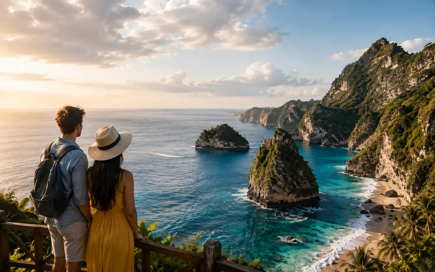 Mountain landscape in Bali at sunrise