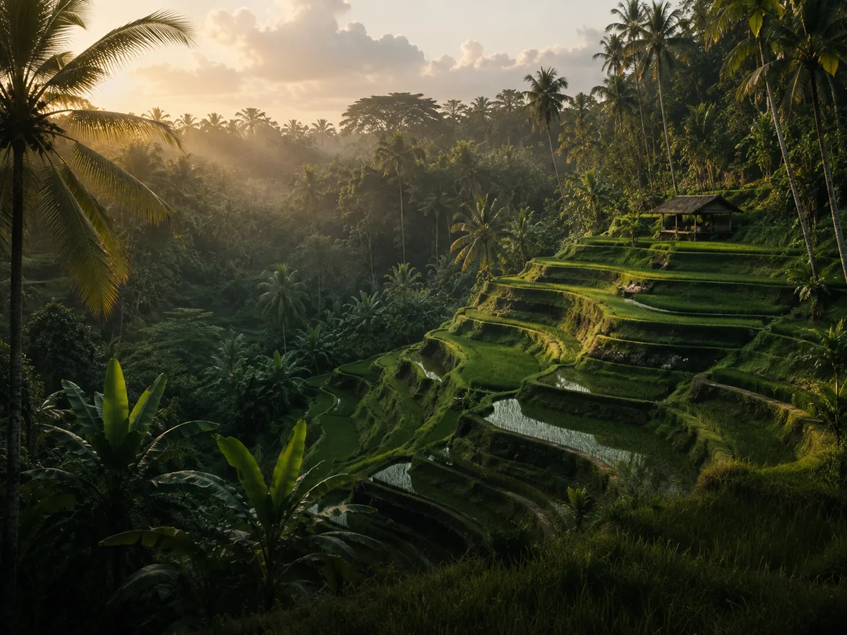Bali rice terraces at golden hour